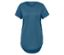 Blaues T-Shirt mit kurzen Ärmeln und Rundhalsausschnitt.