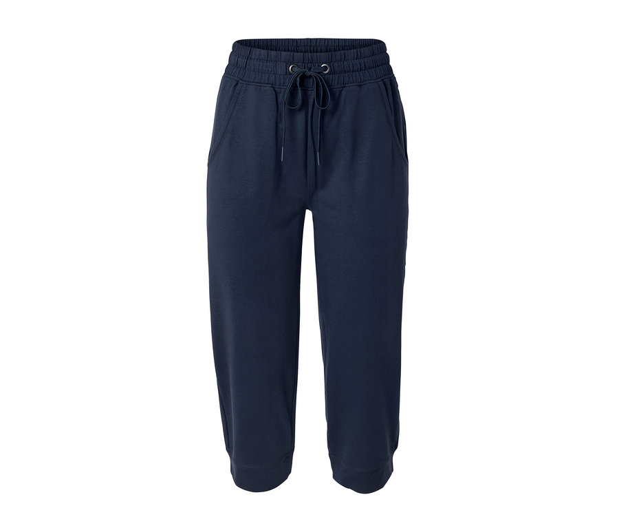 Dunkelblaue 3/4-Sweathose mit Taschen.