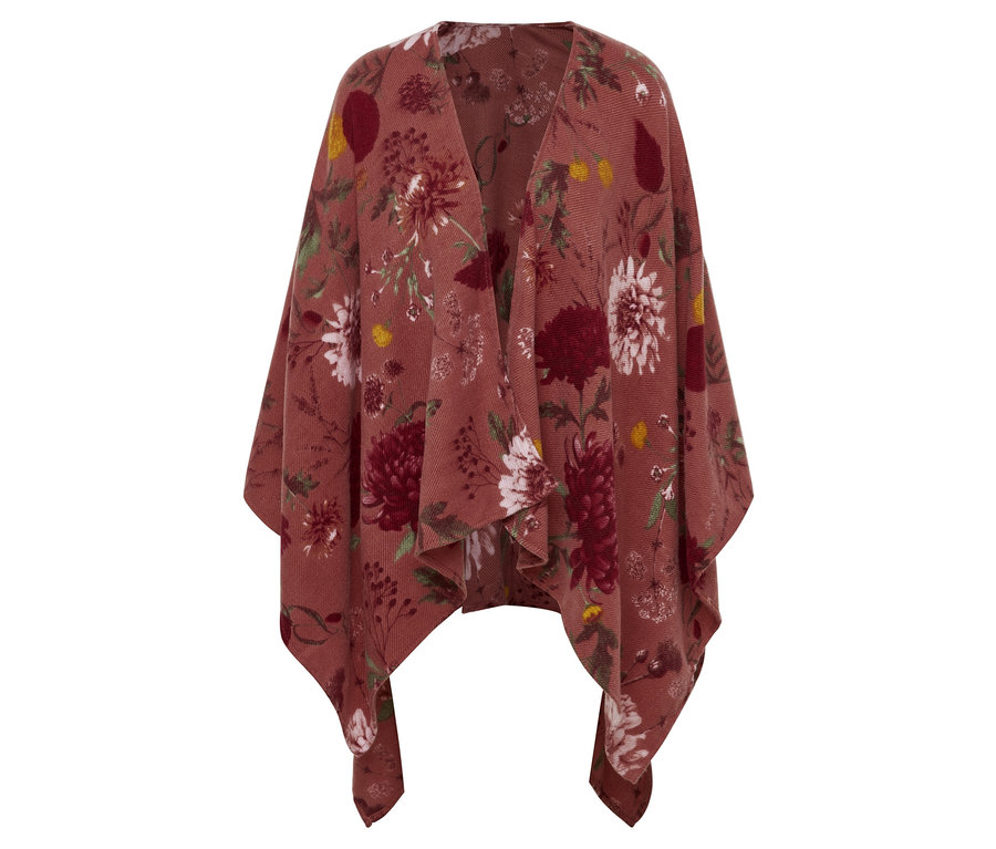 Blumiger Schal mit braunem Blumenmuster.