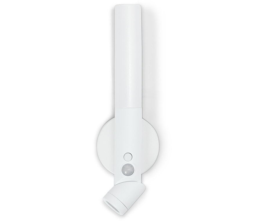 Weiße LED-Wandleuchte mit Bewegungsmelder.