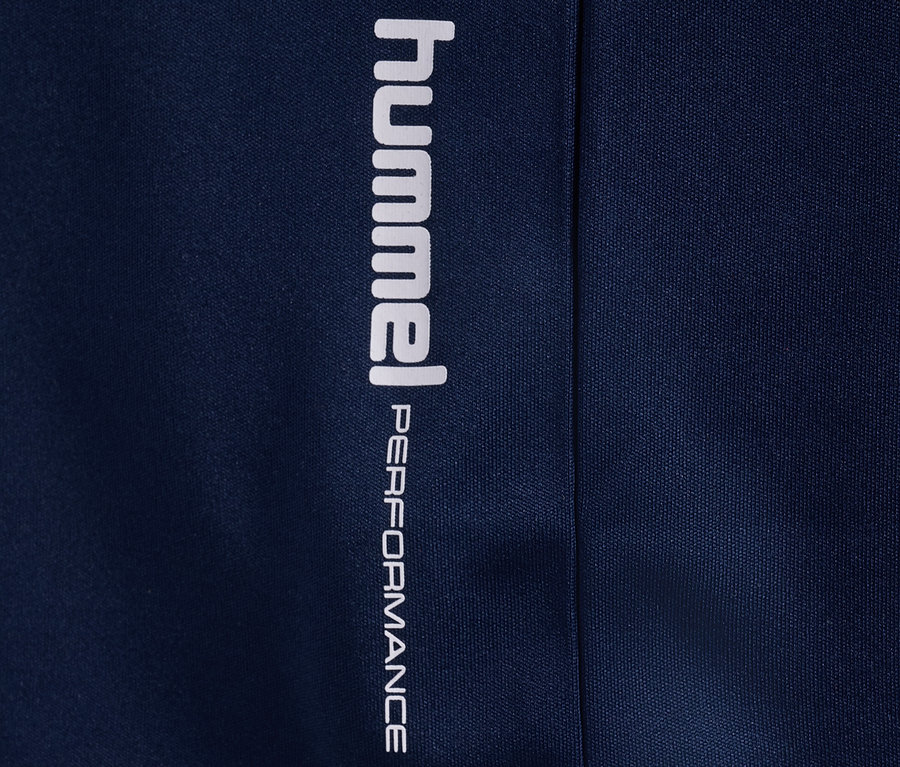 Dunkelblaues HUMMEL HMLJR pulse Training-T-Shirt mit weißem Logo.