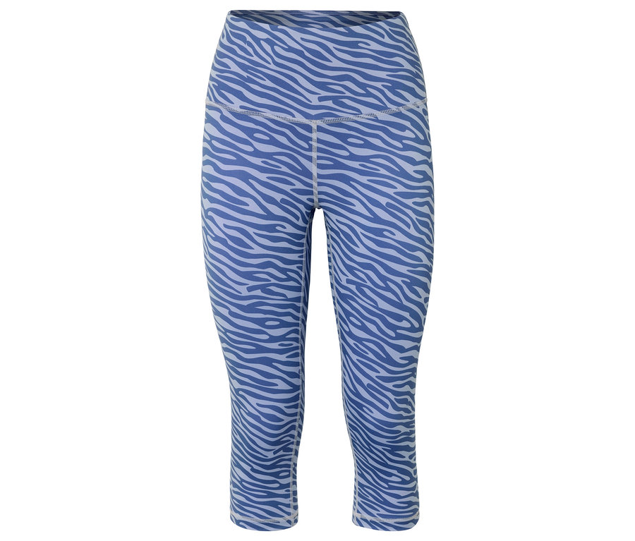 Blaue gemusterte Leggings.