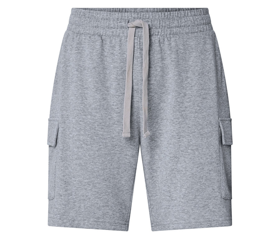 Graue Cargo-Shorts mit Kordelzug.