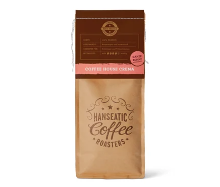 Packung Hanseatic - Coffee House Caffè Crema - 1 kg Ganze Bohne.