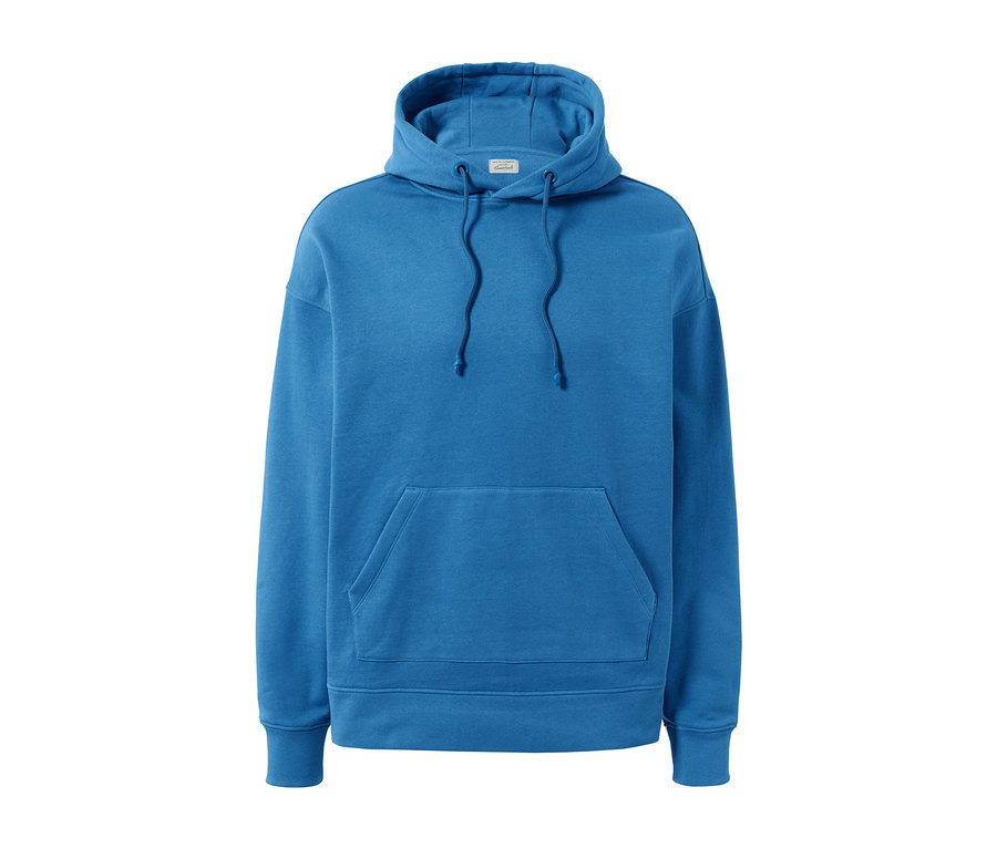 Blauer Hoodie.