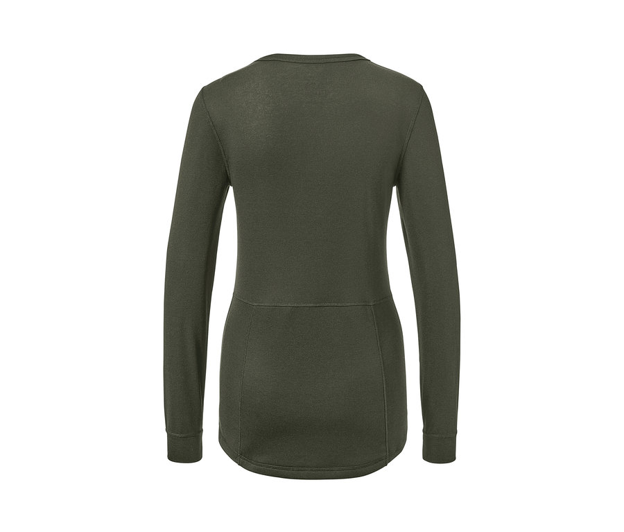 Khaki Thermo-Funktionswäsche mit langen Ärmeln, Rückansicht.