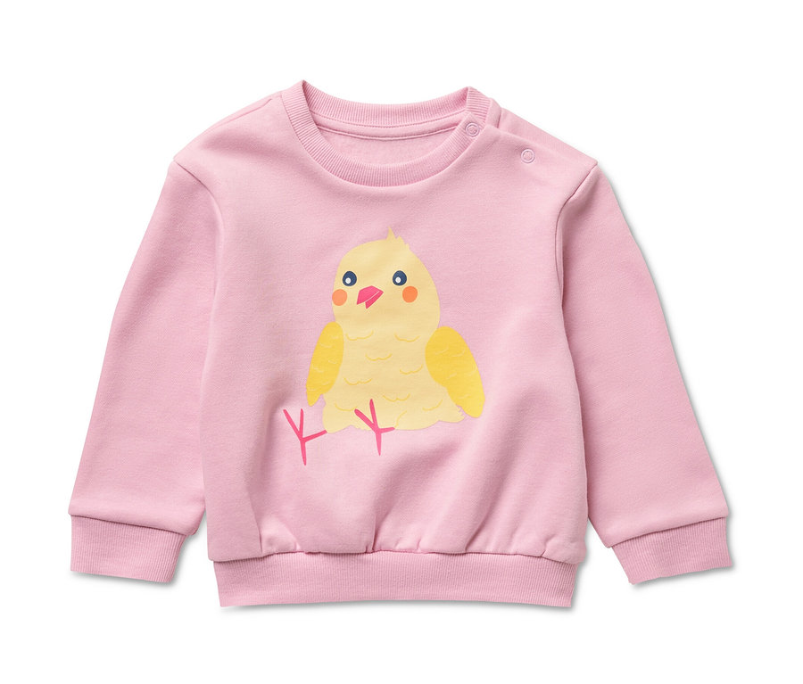 Rosa Kinder-Sweatshirt mit Küken-Aufdruck.
