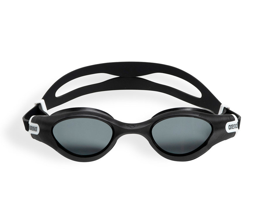 Schwarze arena Unisex-Schwimmbrille THE ONE PLUS auf weißem Hintergrund.