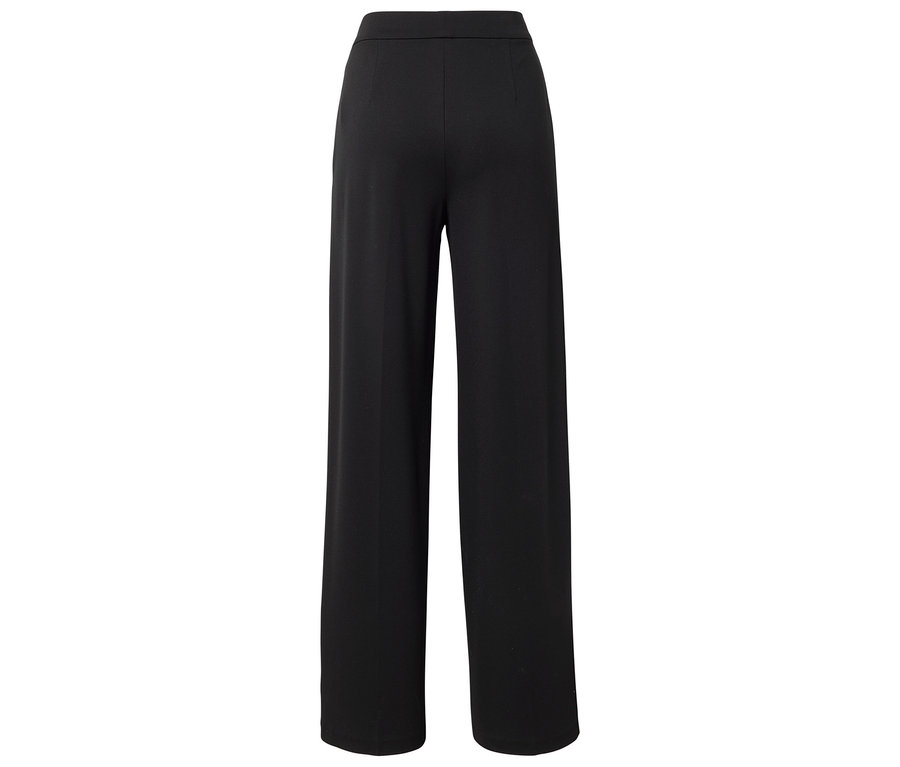 Schwarze, hochtaillierte, weit geschnittene Hose von hinten.