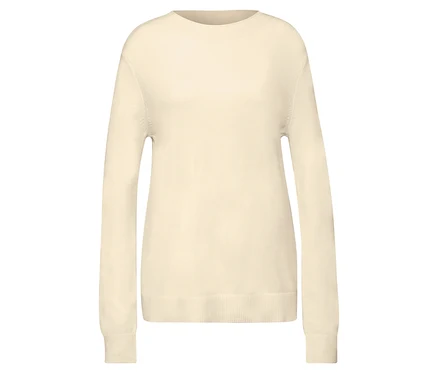 Beiger Street One Strickpullover mit Rollkante.