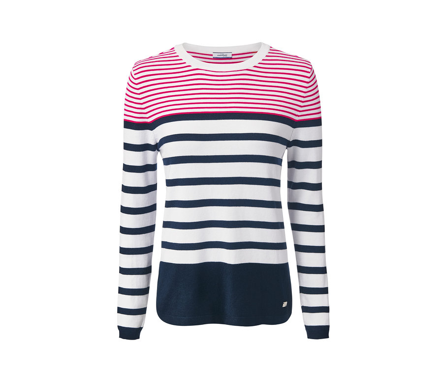 Gestreifter Feinstrickpullover.