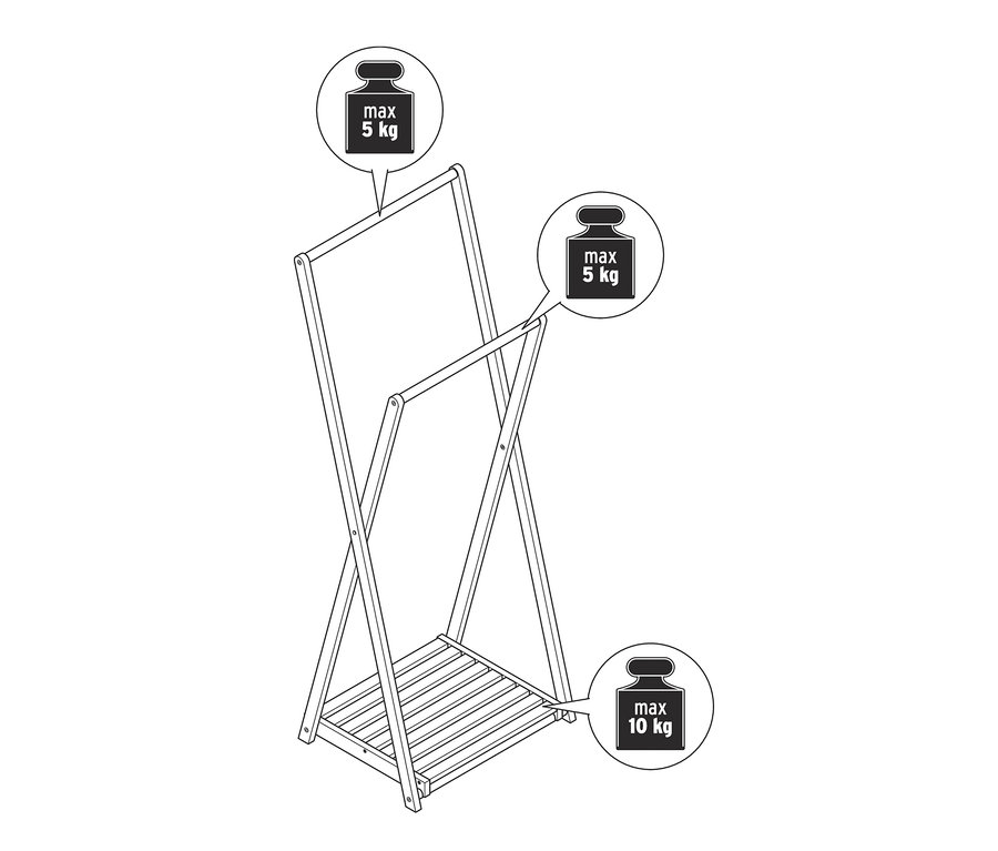 Illustration eines klappbaren Kleiderständers.
