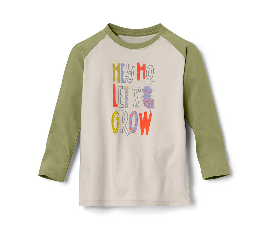 Baby-Langarmshirt mit Aufschrift und Ameisenbild.