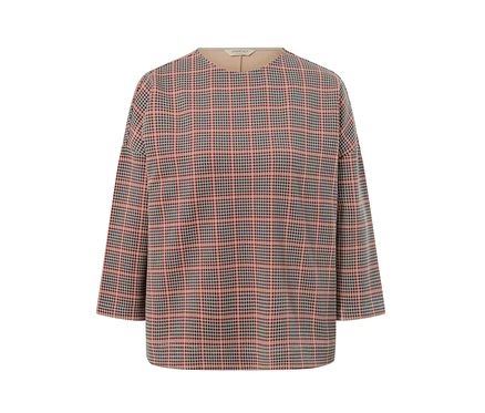 Ein Sweatshirt mit 3/4-Arm und Hahnentrittmuster.