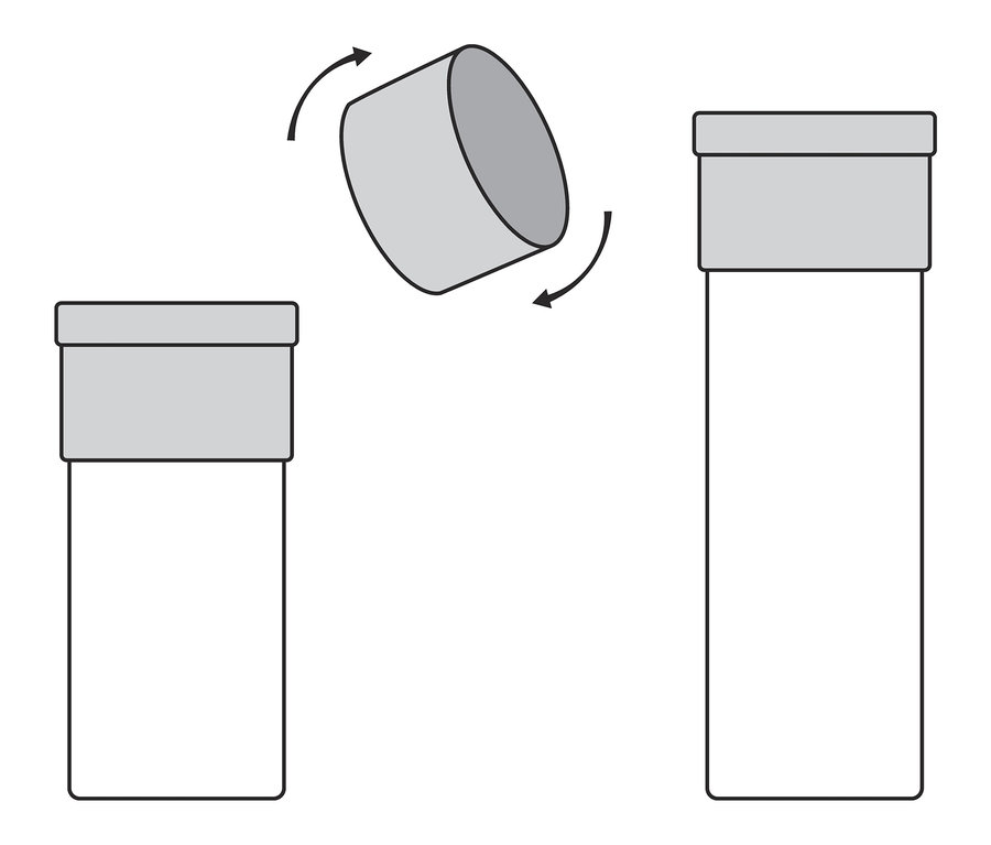 Illustration von zwei variablen Vorratsdosen, 2 Stück. Eine Dose ist geschlossen, die andere hat den Deckel abgenommen.