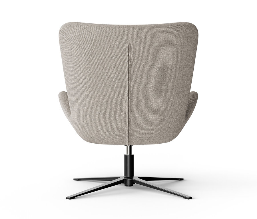 Rückansicht eines Sessels mit Drehfunktion.