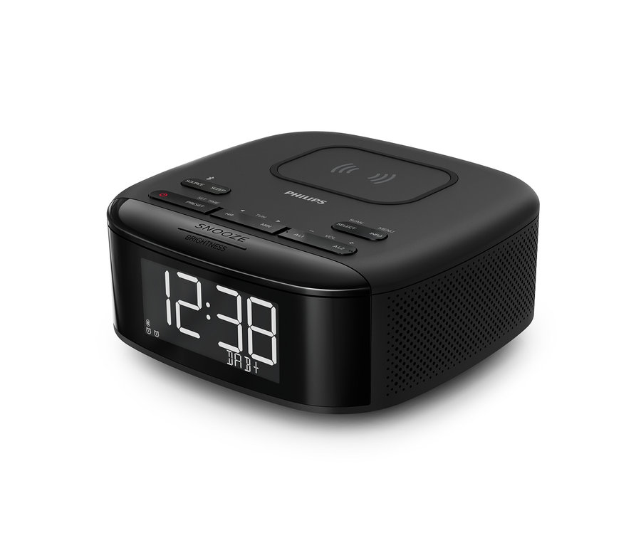 Schwarzer Philips DAB-Radiowecker »TAR7705« mit digitaler Anzeige der Uhrzeit 12:38.