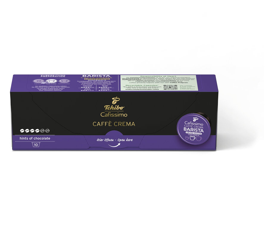 Packung Cafissimo BARISTA Caffè Crema Guatemala mit 10 Kapseln.