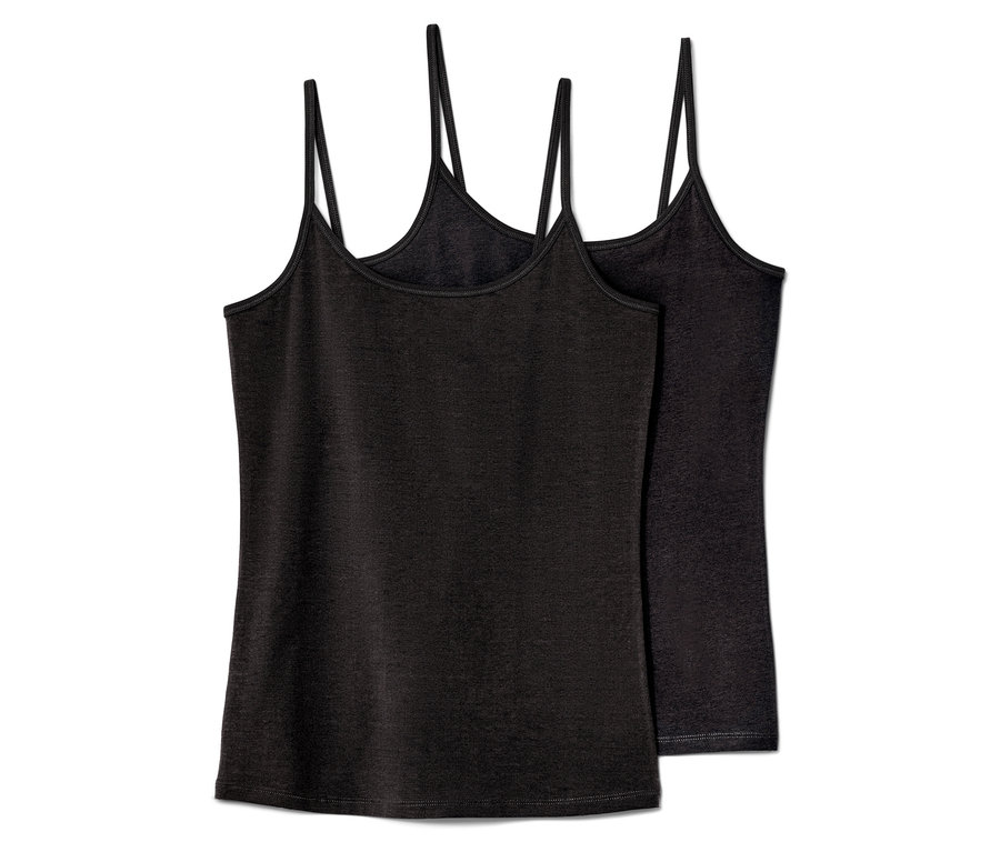 Zwei schwarze Spaghetti-Hemdchen.