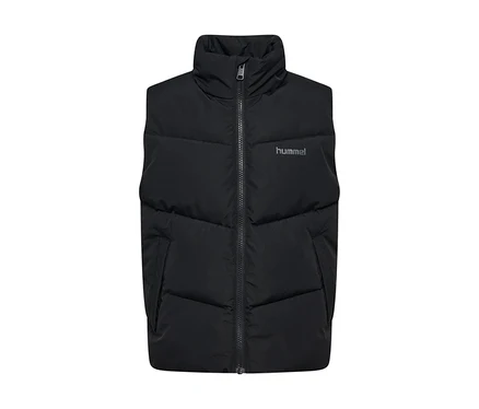 Schwarze hummel® »HMLJR Puffer Vest« Steppweste mit Stehkragen und Reißverschluss.