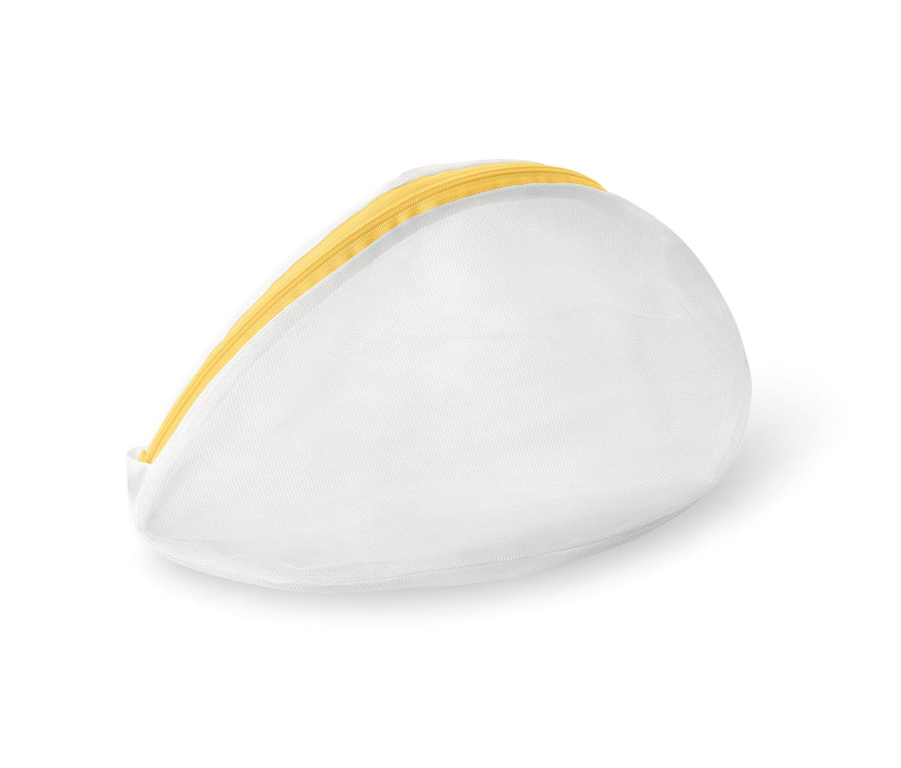 Ein weißes Wäschenetz mit gelbem Reißverschluss. 2 Wäschenetze.