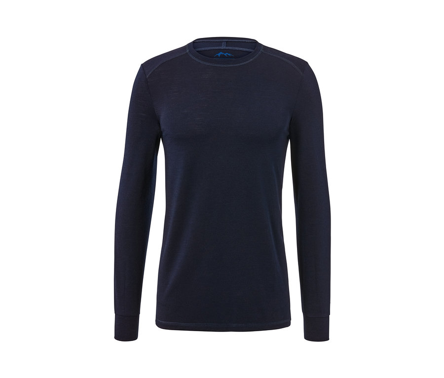 Dunkelblaues Funktionsshirt mit RWS-Wolle.