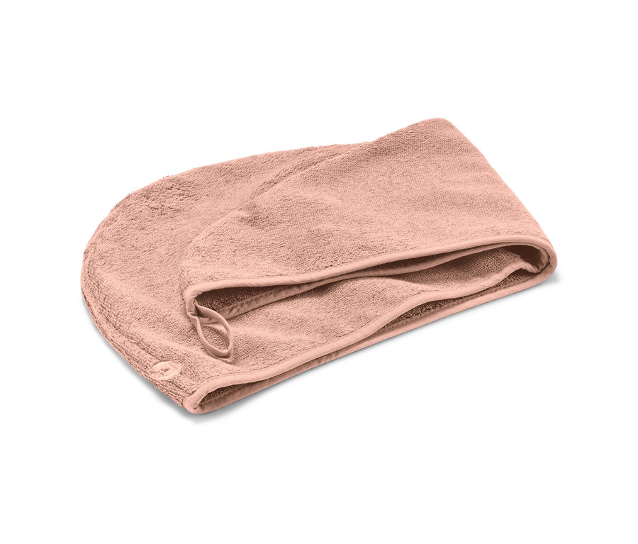 Rosafarbenes Turban-Handtuch.