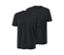 Zwei schwarze T-Shirts mit V-Ausschnitt.