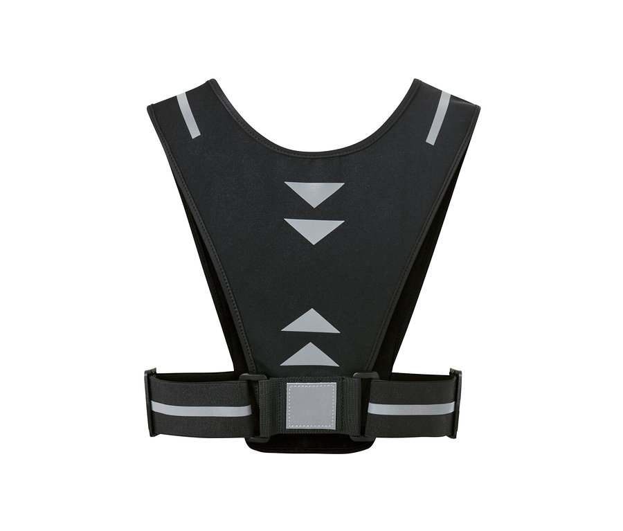 Schwarze Laufweste Smartphone mit Reflektoren.