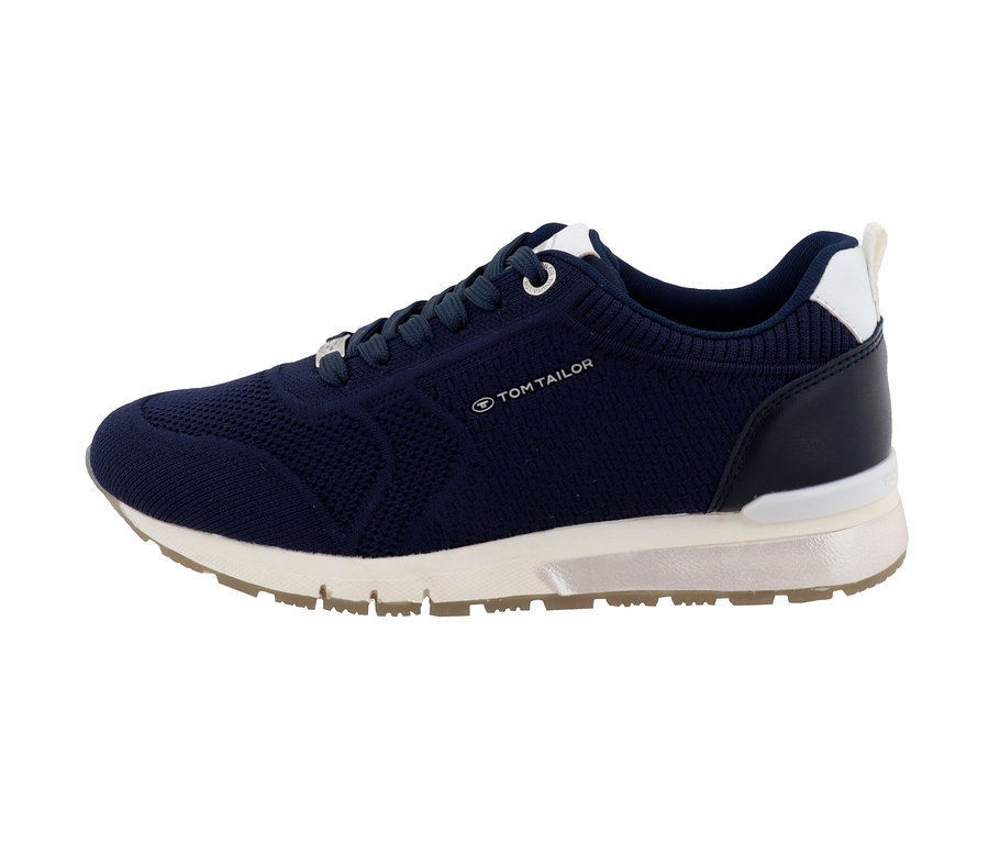 Detailansicht eines marineblauen Tom Tailor Sneakers aus Textil/PU.