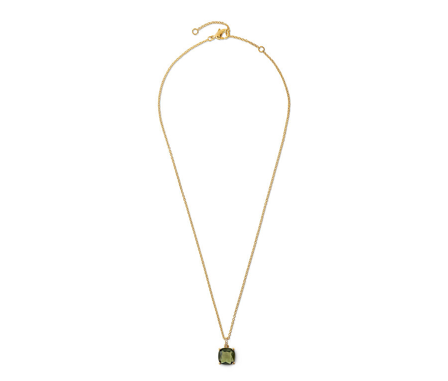Goldene Kette Forest mit grünem Glaskristall.