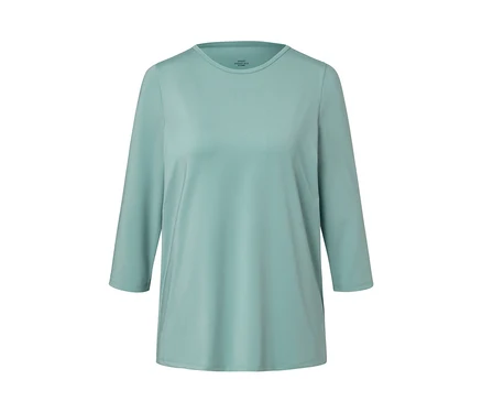 Mintfarbenes Funktionsshirt mit 3/4-Ärmeln.