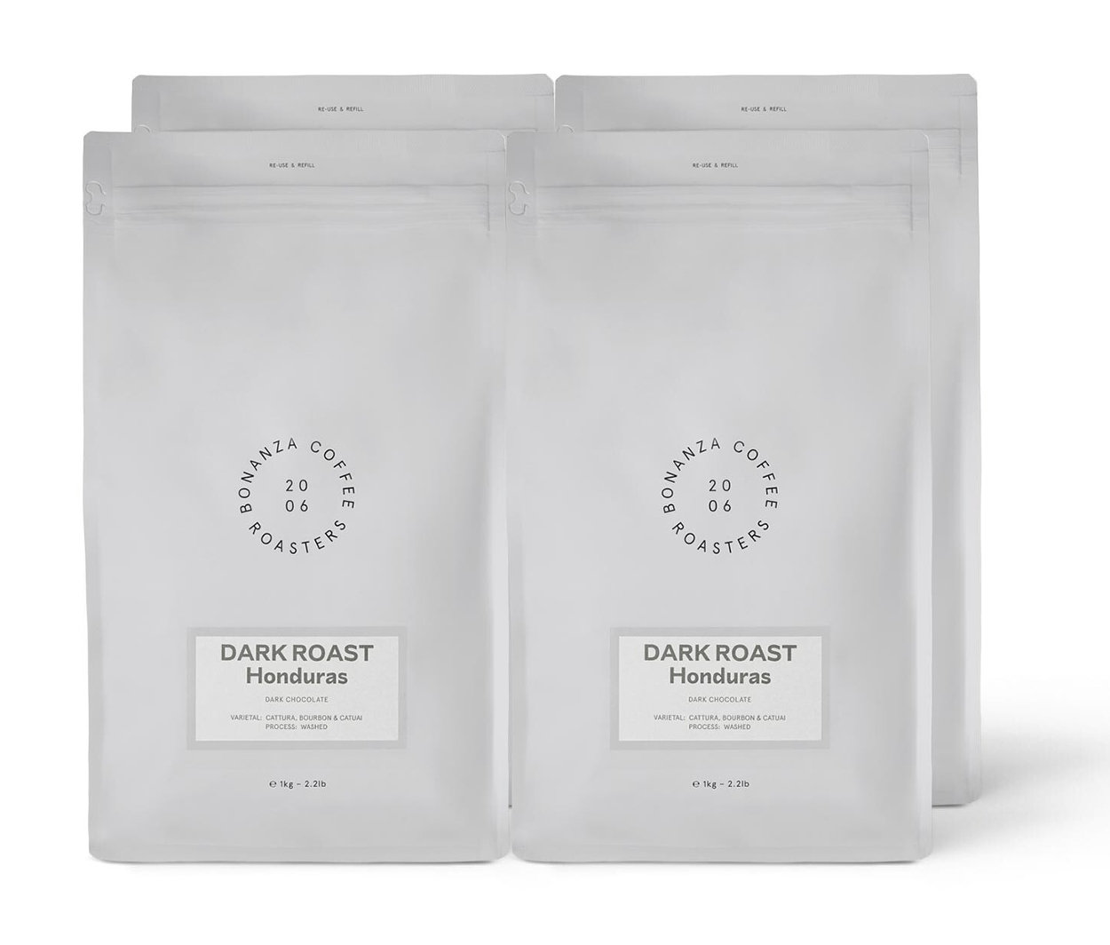 Vier Packungen Dark Roast - Omni-Roast - 4 x 1 kg Ganze Bohne.