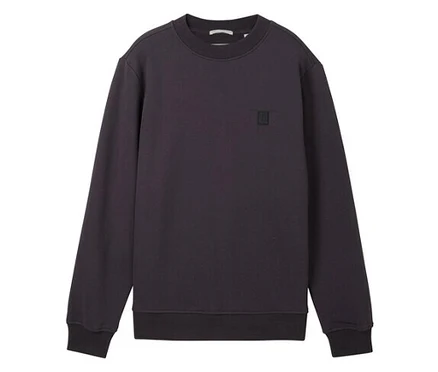 Dunkelblaues Langarm-Sweatshirt mit kleinem Logo.
