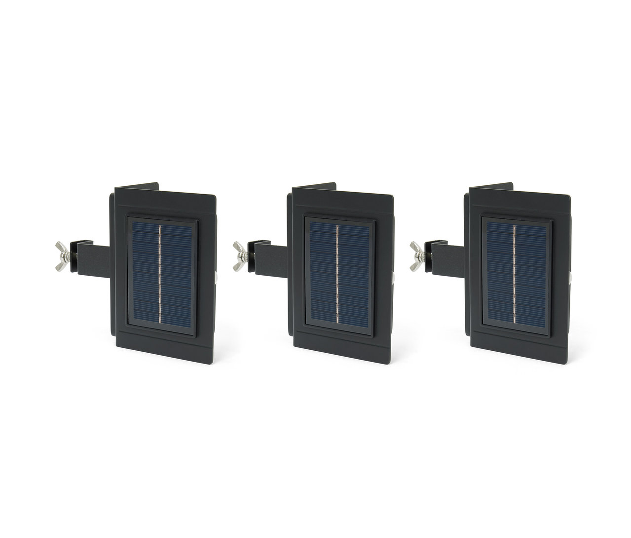 Drei Solar-Dachrinnenleuchten.