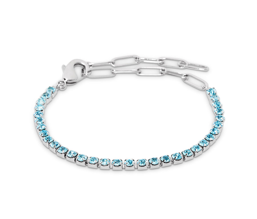 Silberfarbenes Tennisarmband mit Paperlinkkette.