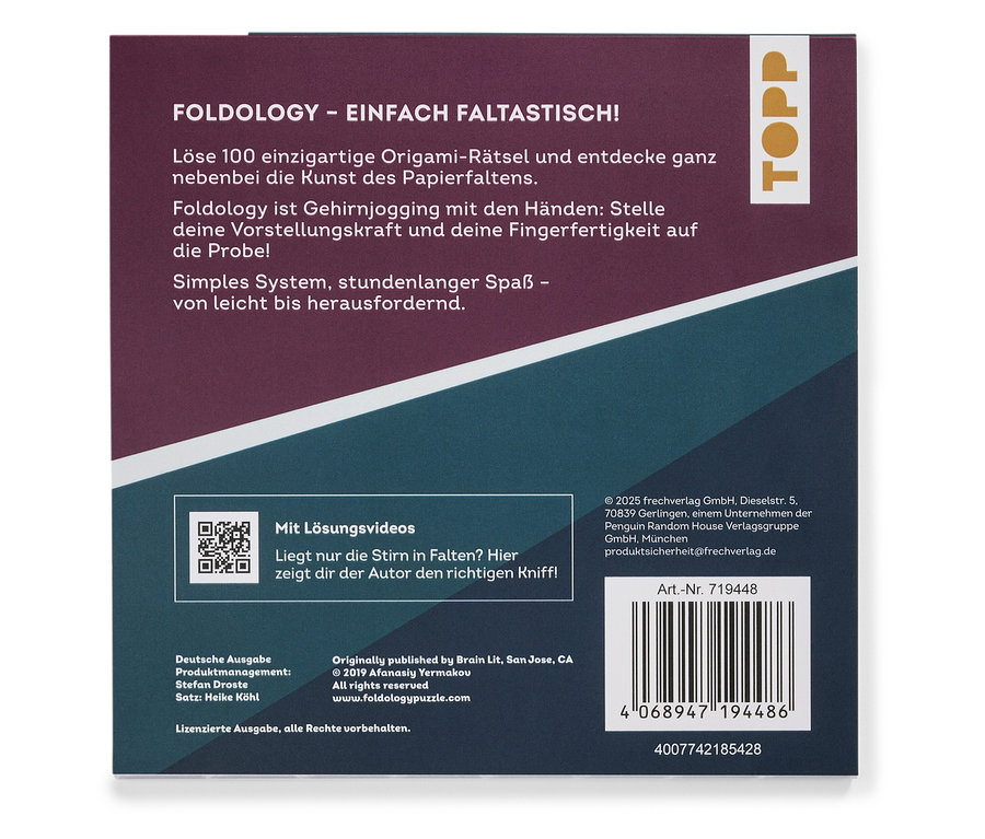 Das Cover des Buchs »Origami-Rätsel« zeigt den Titel und eine kurze Beschreibung des Inhalts.