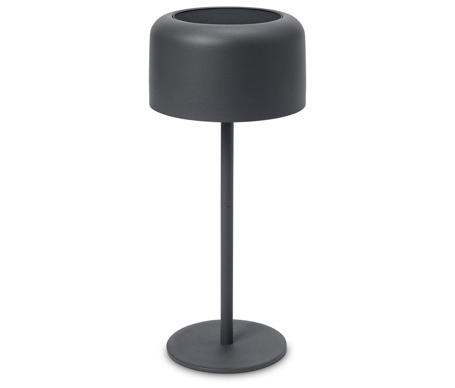 Ein grauer Pflanzenständer steht auf einem weißen Hintergrund.