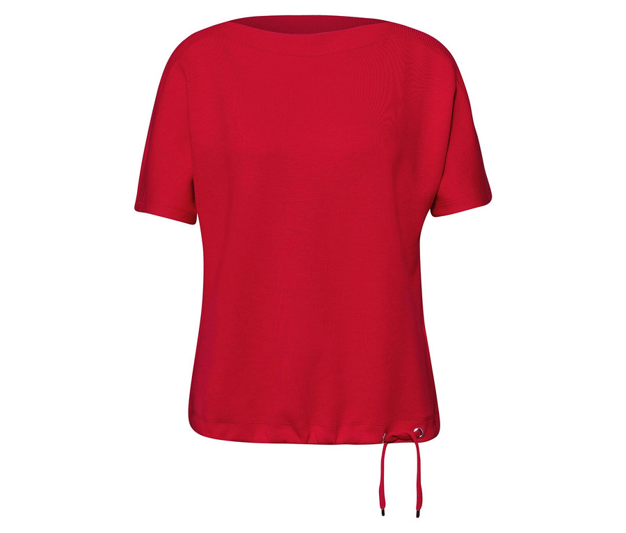 Rotes Street One Kurzarmshirt mit weitem Halsausschnitt und Kordelzug am Saum.