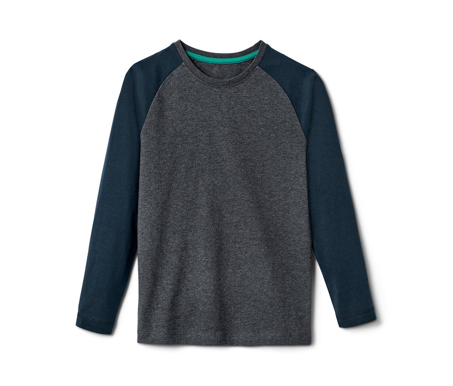 Graues 2 Longsleeves mit blauen Ärmeln.