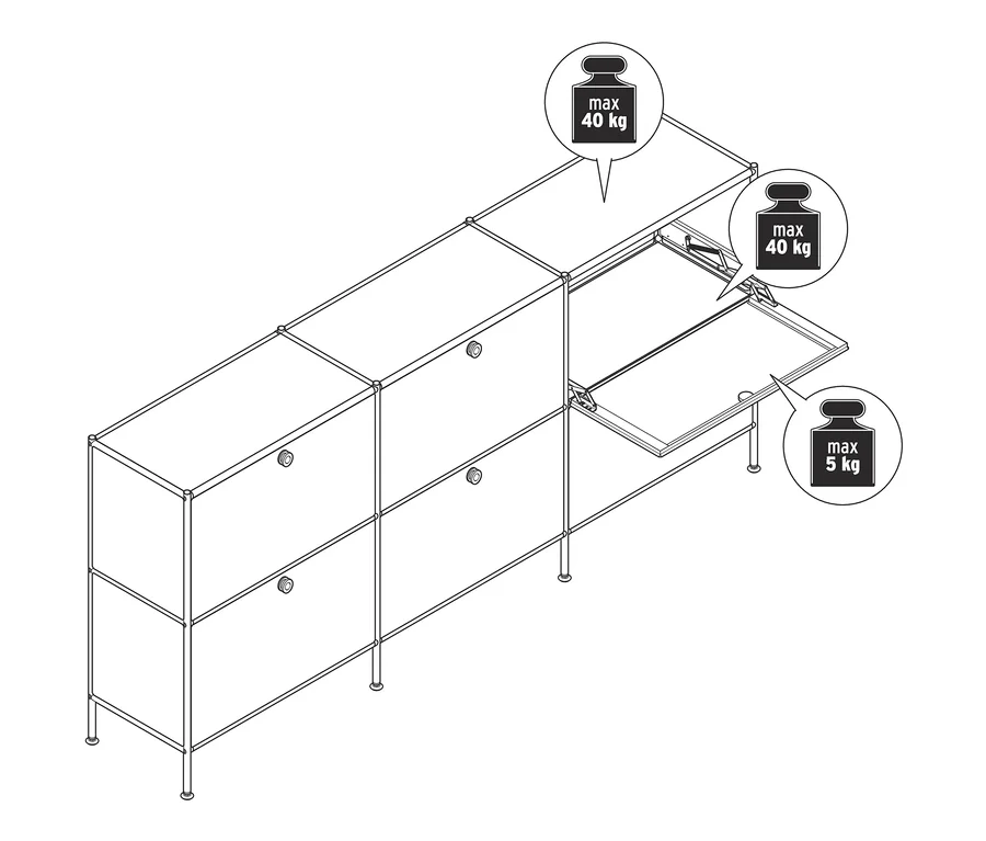 Sideboard »CN3« mit 6 Klappen, grau bei Tchibo kaufen | 178423