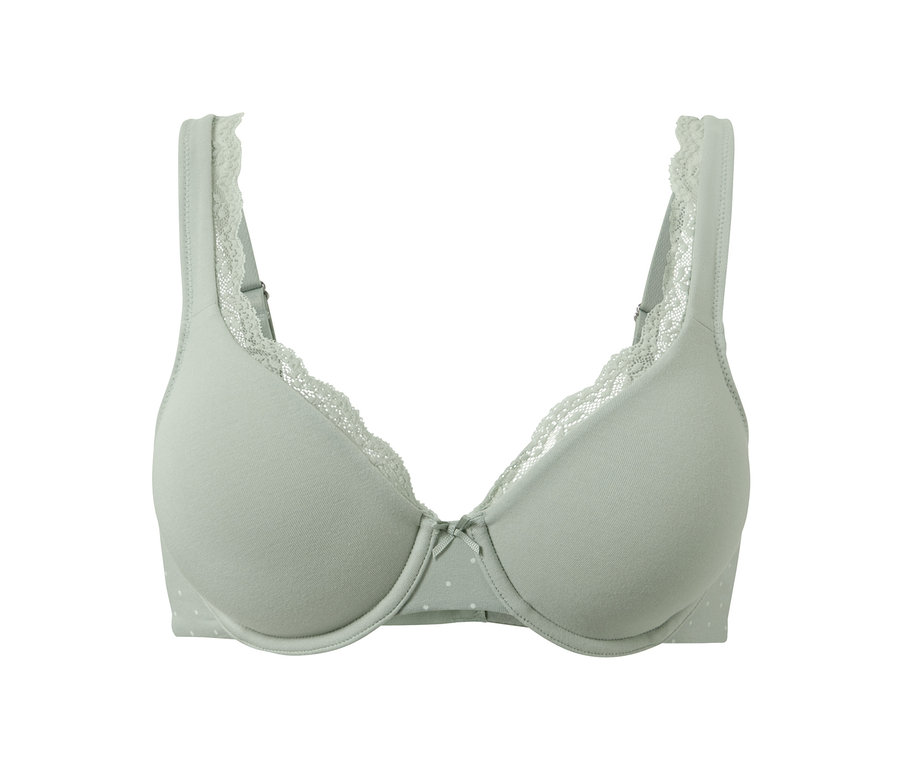 Salbeigrüne Bügel-BH mit Spitze.