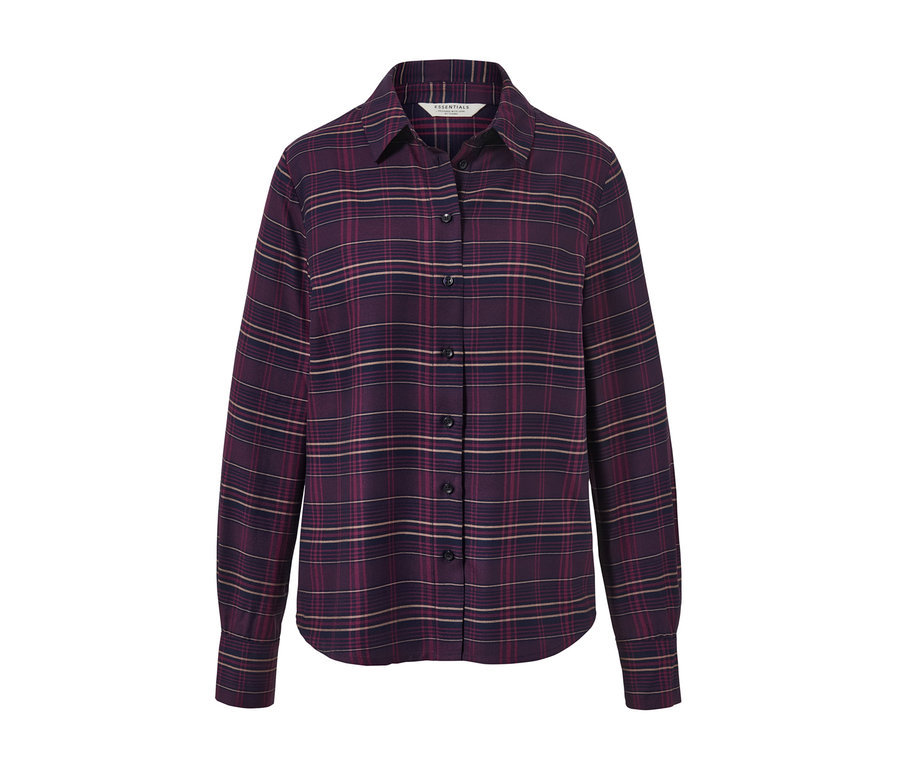 Karierte Hemdbluse mit langen Ärmeln und Knopfverschluss.