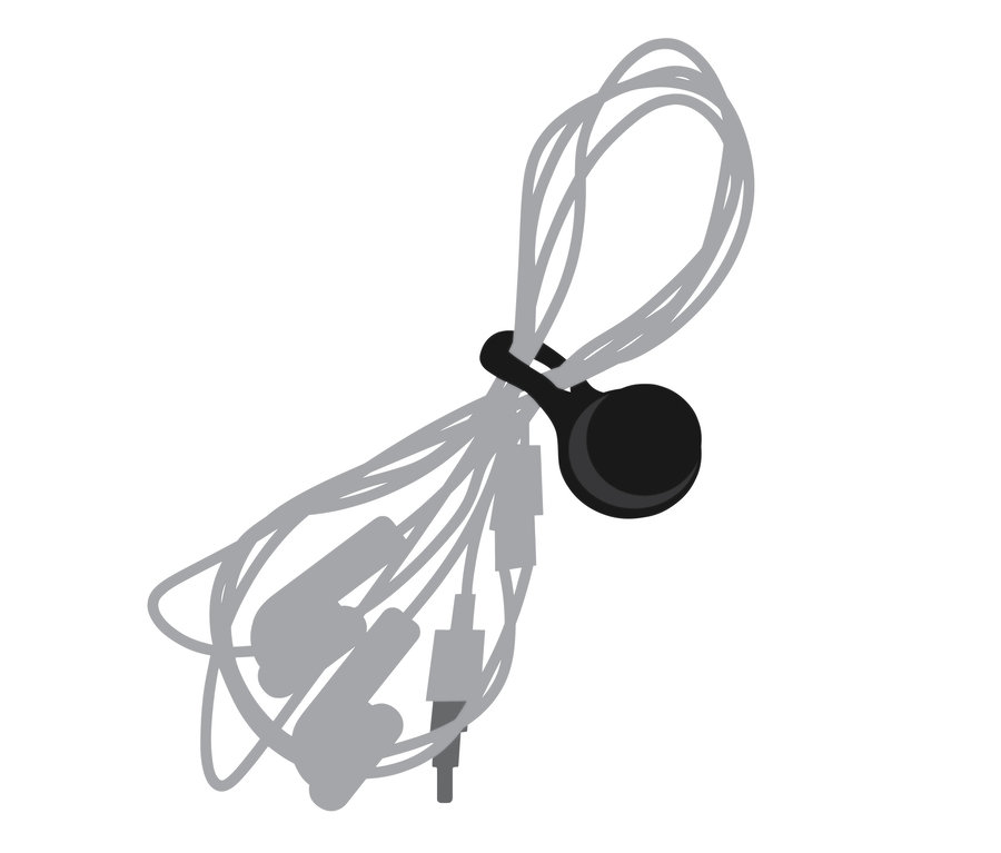 Graue Kopfhörer, die mit 2 Magnet-Clips zusammengebunden sind.