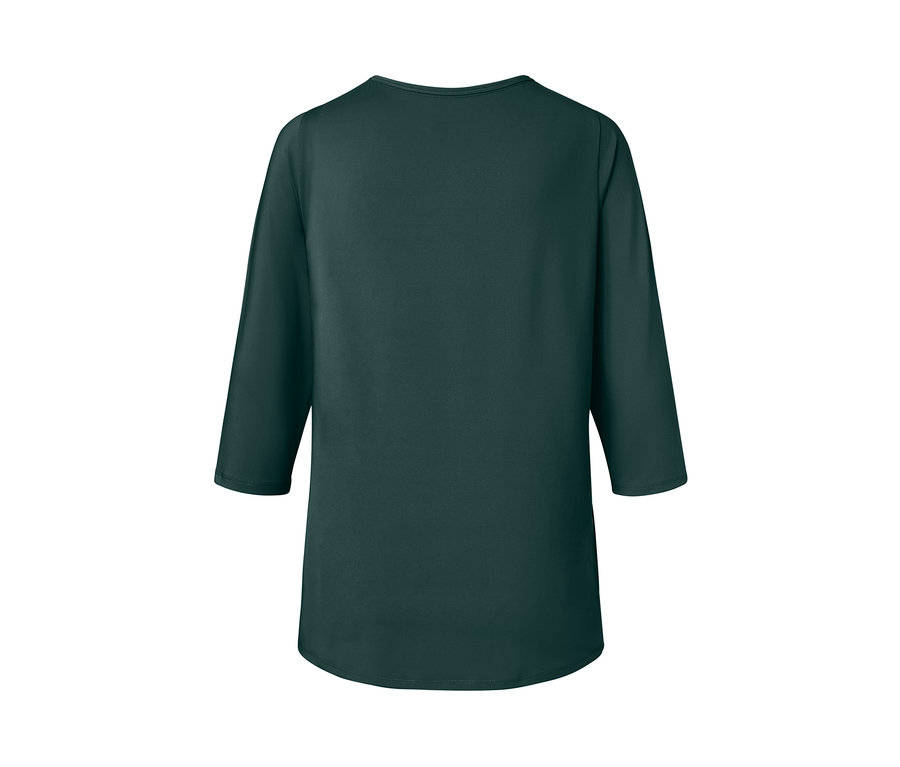 Dunkelgrünes Funktionsshirt mit 3/4-Ärmeln von hinten.