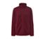 Rote Strickfleece-Jacke mit Reißverschluss.