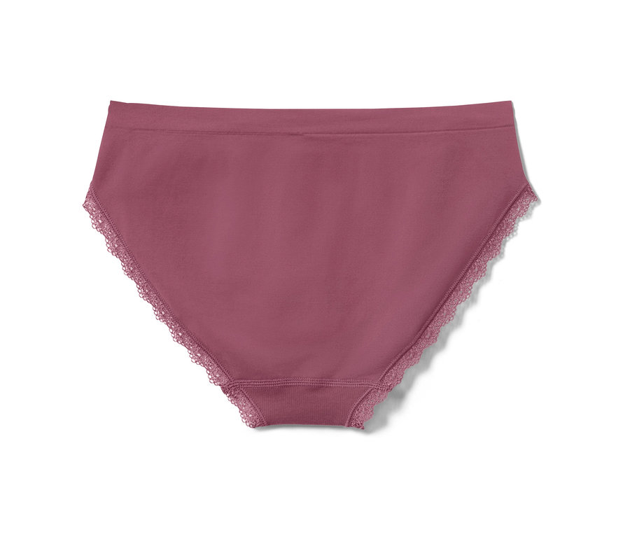 Nahaufnahme eines einzelnen beerenfarbenen Seamless-Slips mit Spitze, aus einem 2er-Set.