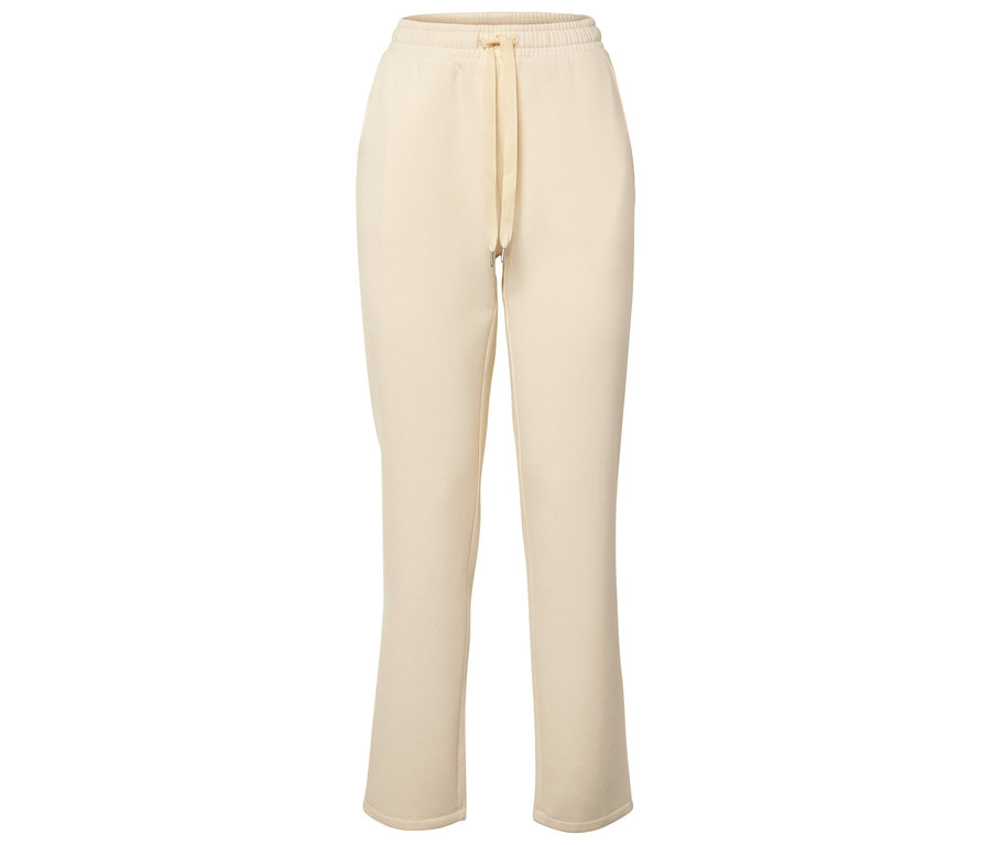 Beige Jogginghose mit Kordelzug in der Taille.