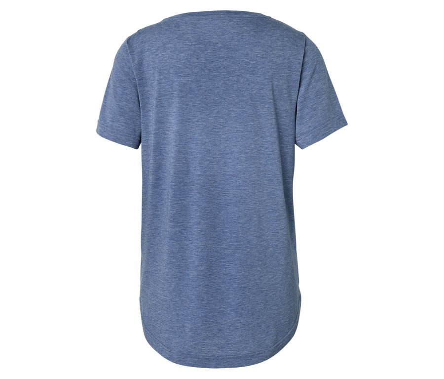 Rückansicht eines blauen T-Shirts.
