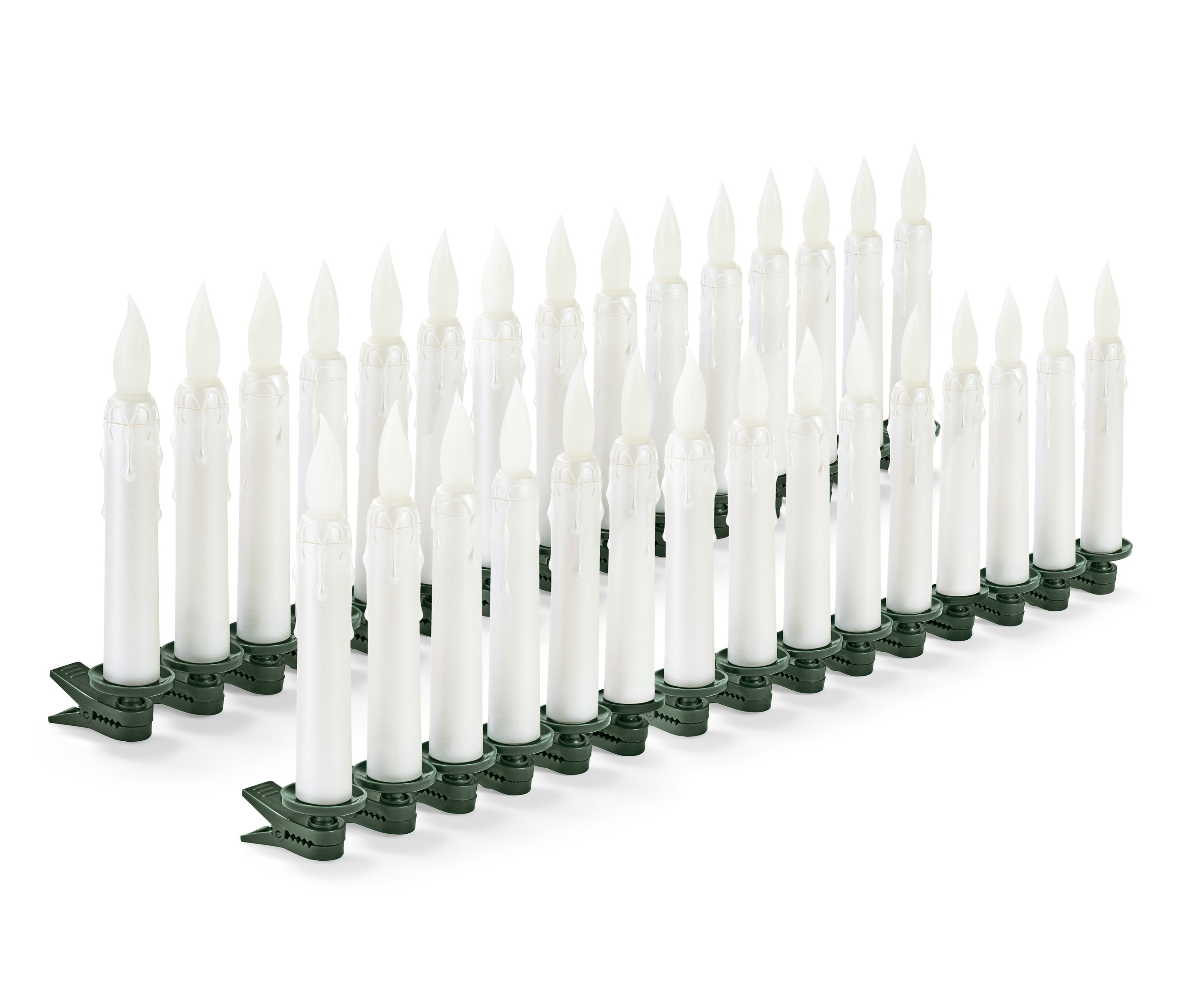 30 LED-Weihnachtsbaumkerzen in Weiß mit Clip.
